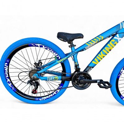 Bicicleta Aro26 VikingxTuff CâmbiosShimano FreioHidráulico 21v FreerideAroVmaxx Flame Azul-preto X25