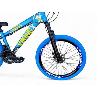 Bicicleta Aro26 VikingxTuff CâmbiosShimano FreioHidráulico 21v FreerideAroVmaxx Flame Azul-preto X25