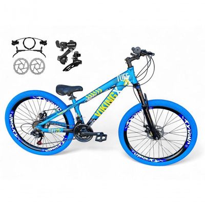Bicicleta Aro26 VikingxTuff CâmbiosShimano FreioHidráulico 21v FreerideAroVmaxx Flame Azul-preto X25