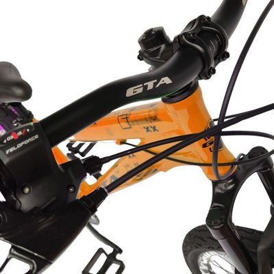 Bicicleta Aro26 Gta Rebel Downhill Single 7v Freio Disco Pneu Flame Preto Laranja