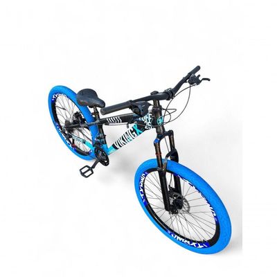 Bicicleta Aro26 VikingxTuff CâmbiosShimano FreioHidráulico 21v Freeride AroVmaxx Flame pretoAzul X25