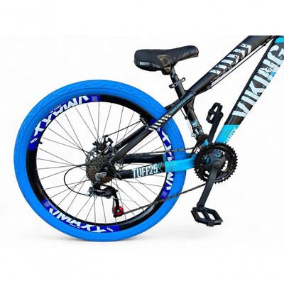 Bicicleta Aro26 VikingxTuff CâmbiosShimano FreioHidráulico 21v Freeride AroVmaxx Flame pretoAzul X25