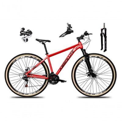Bicicleta Aro 29 Absolute Nero 5 Câmbio Shimano 24v Acera K7 Garfo Com Trava Freio A Disco vermelho