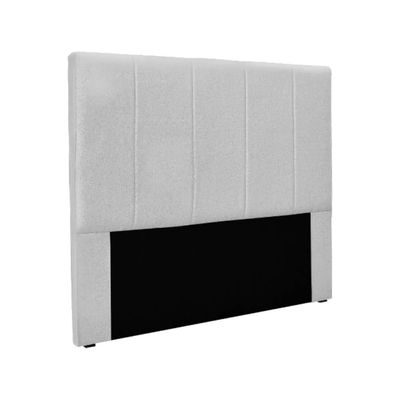 Cabeceira Casal King Com Design Vertical Bordado Em Tecido Linho Cristal Lucadi Rústico Grígio