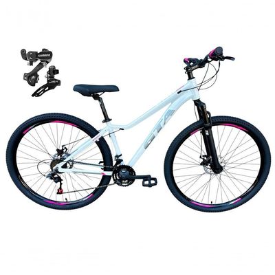 Bicicleta Aro29 Gta Start Câmbios Shimano 21v Freio A Disco MountainBike Alumínio branco-cinza-rosa