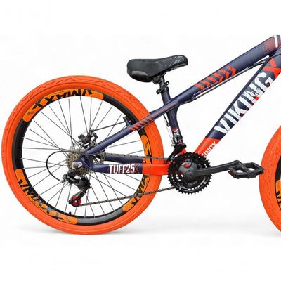 Bicicleta Aro26 Vikingx Tuff Cambio Shimano Freio Hidráulico 21v Aro Flame Roxo-Laranja X25