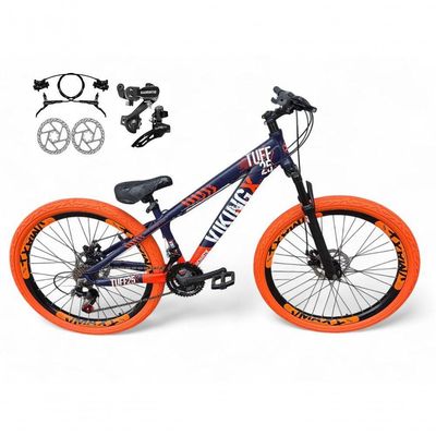 Bicicleta Aro26 Vikingx Tuff Cambio Shimano Freio Hidráulico 21v Aro Flame Roxo-Laranja X25