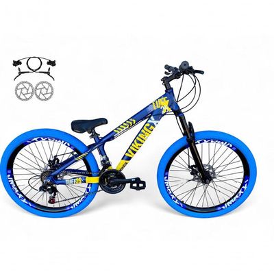 Bicicleta Aro26 Vikingx Tuff Freio Hidráulico 21v Suspensão Pneu Flame Azul-amarelo X25