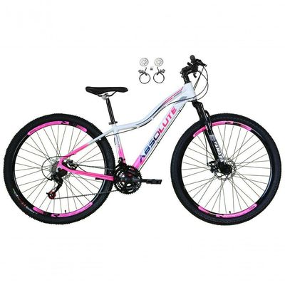 Bicicleta Aro29 Absolute Hera 24v Freio Hidraulico Garfo Suspensão Mtb Alumínio branco-rosa