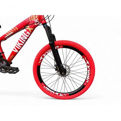 Bicicleta Aro26 Vikingx Tuff Freio Hidráulico 21v Suspensão Pneu Flame vermelho X25