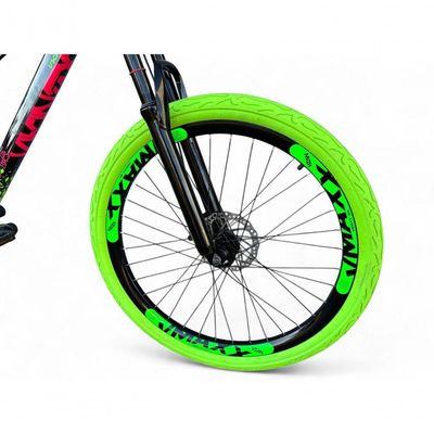 Bicicleta Aro26 Vikingx Tuff Freio Hidráulico 21v Suspensão Pneu Flame preto-Verde X44