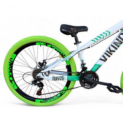 Bicicleta Aro26 Vikingx Tuff Freio Hidráulico 21v Suspensão Pneu Flame branco-Verde X25