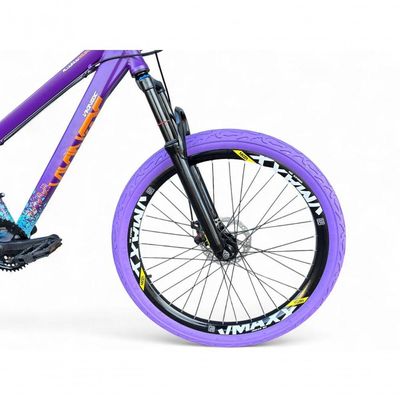 Bicicleta Aro26 Vikingx Tuff 21v Aro Freio Disco Garfo Suspensão Pneu Flame Roxo-Azul X44