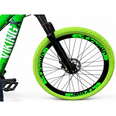 Bicicleta Aro26 Tuff Freio Hidráulico 21v Freeride Rodas Vmaxx Suspensão Pneu Flame Verde X25