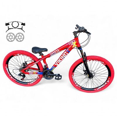 Bicicleta Aro26 Vikingx Tuff Freio Hidráulico 21v Suspensão Pneu Flame vermelho-Azul X25