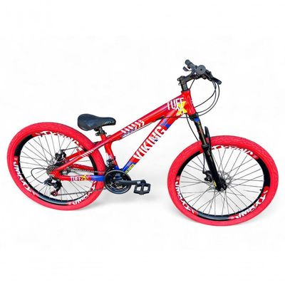 Bicicleta Aro26 Vikingx Tuff 21v Aro Freio Disco Garfo Suspensão Pneu Flame vermelho-Azul X25