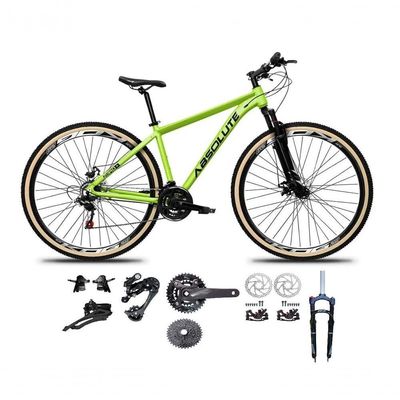 Bicicleta Aro 29 Absolute Nero 5 Kit 2x9 Gta Sunrun K7 Freio A Disco Garfo Com Trava Mtb Verde