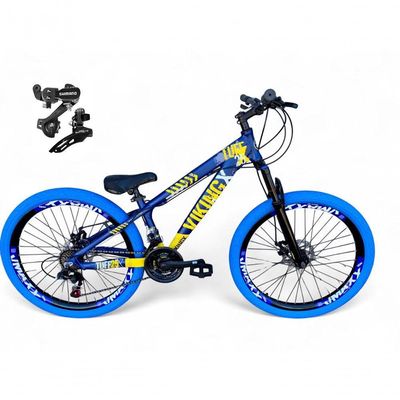 Bicicleta Aro26 Vikingx Tuff Cambio Shimano 21v Freio Disco Aro Pneu Flame Azul-amarelo X25