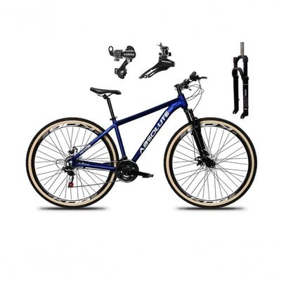 Bicicleta Aro 29 Absolute Nero 5 Câmbios Shimano 24v Alumínio Garfo Com Trava Mountain Bike Azul
