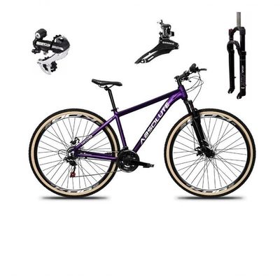 Bicicleta Aro 29 Absolute Nero 5 Câmbio Shimano 24v Acera K7 Garfo Com Trava Freio A Disco Roxo