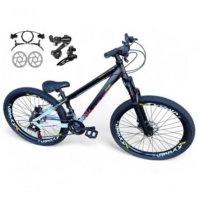 Bicicleta Aro26 Vikingx Tuff Cambio Shimano Freio Hidráulico 21v Aro Flame preto-branco X44