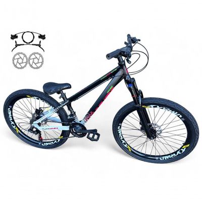 Bicicleta Aro26 Vikingx Tuff Freio Hidráulico 21v Suspensão Pneu Flame preto-branco X44