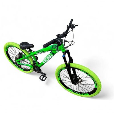 Bicicleta Aro26 Vikingx Tuff Freeride 21v Aro Vmaxx Freio Disco Garfo Suspensão Pneu Flame Verde X25