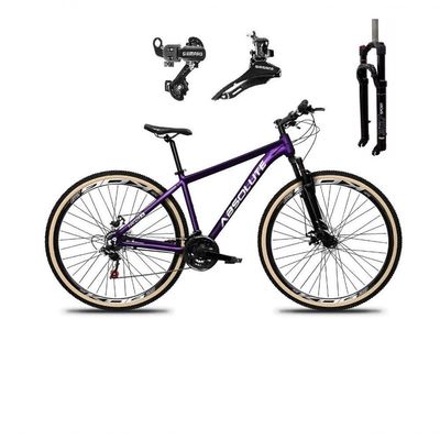 Bicicleta Aro 29 Absolute Nero 5 Câmbios Shimano 24v Alumínio Garfo Com Trava Mountain Bike Roxo