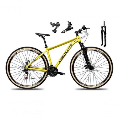 Bicicleta Aro 29 Absolute Nero 5 Câmbios Shimano 24v Alumínio Garfo Com Trava Mountain Bike amarelo