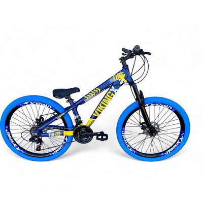 Bicicleta Aro26 Vikingx Tuff 21v Aro Freio Disco Garfo Suspensão Pneu Flame Azul-amarelo X25