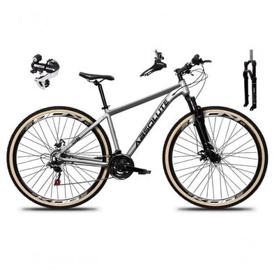 Bicicleta Aro 29 Absolute Nero 5 Câmbio Shimano 24v Acera K7 Garfo Com Trava Freio A Disco cinza