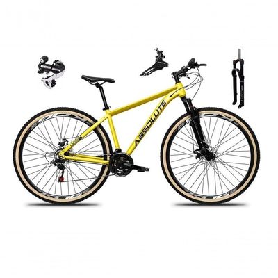 Bicicleta Aro 29 Absolute Nero 5 Câmbio Shimano 24v Acera K7 Garfo Com Trava Freio A Disco amarelo
