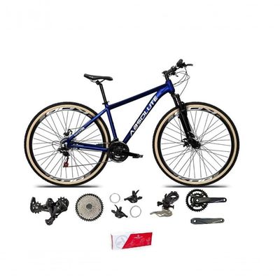 Bicicleta Aro 29 Absolute Nero 5 Alumínio 2x9 Freios Hidráulicos K7 Garfo Com Trava 18v Mtb Azul
