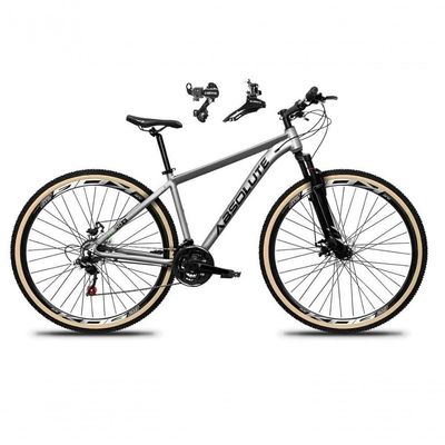 Bicicleta Aro 29 Absolute Nero 5 Alumínio 24v Câmbios Shimano Freio A Disco Mountain Bike cinza
