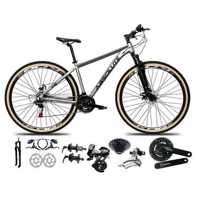 Bicicleta Aro 29 Absolute Nero 5 Câmbios Shimano Altus 24v Freio Hidráulico Garfo C-trava cinza