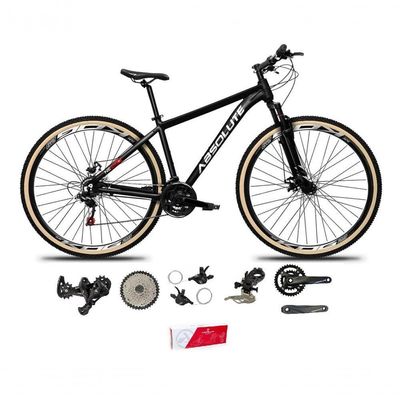 Bicicleta Aro 29 Absolute Nero 5 Alumínio 2x9 Freios Hidráulicos K7 Garfo Com Trava 18v Mtb preto