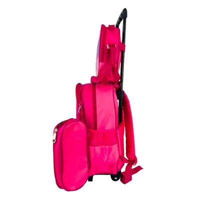 Kit Mochila Infantil Com Rodinhas Unicornio Escolar Estojo Lancheira Térmica Bolsa Impermeavel Rosa
