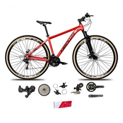 Bicicleta Aro 29 Absolute Nero 5 Alumínio 2x9 Freios Hidráulicos K7 Garfo c/ Trava 18v Mtb vermelho