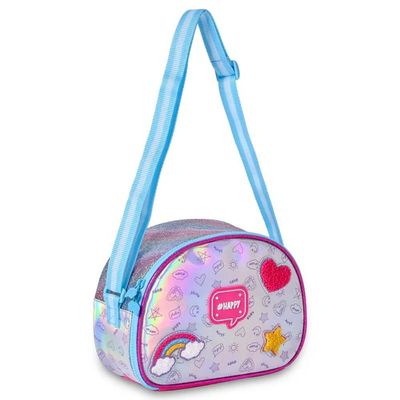 Kit Mochila De Rodinhas + Lancheira Térmica + Estojo Duplo Happy Clio Azul