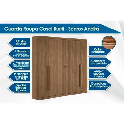 Guarda Roupa 2 Peças (1guardaroupa+1cômoda) Qc376 Jatobá/grafite - Santos Andirá