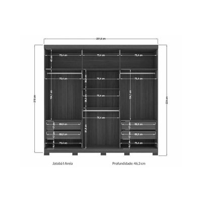Guarda Roupa +cômoda 2 Peças Qc354 Jatoba/areia - Santos Andirá