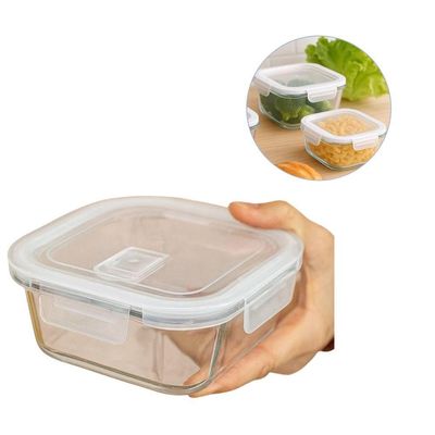 Vasilha Hermético De Vidro Quadrado 800 Ml Pote Com Tampa Mantimentos Para Microondas Freezer