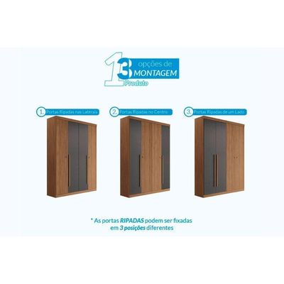 Guarda Roupa +cômoda 2 Peças Qc324 Jatobá/grafite - Santos Andirá