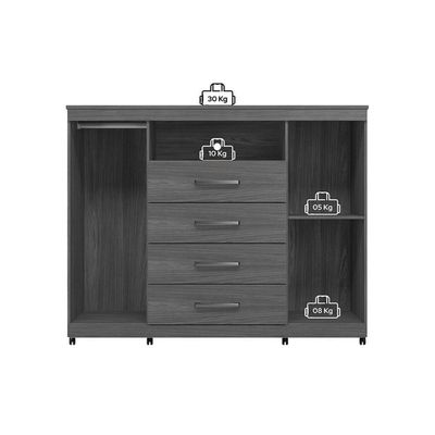 Guarda Roupa +cômoda 2 Peças Qc305 Jatobá - Santos Andirá