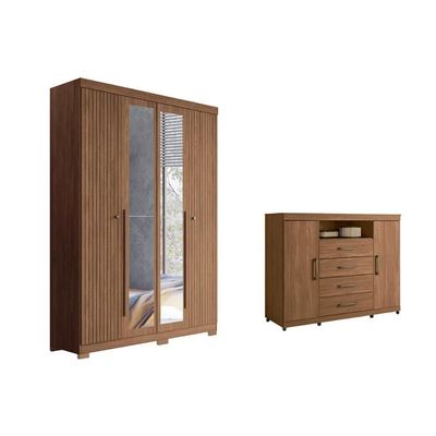 Guarda Roupa +cômoda 2 Peças Qc305 Jatobá - Santos Andirá