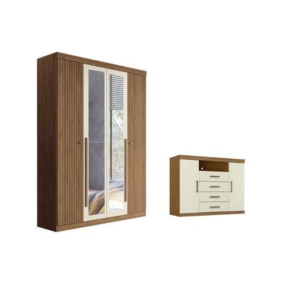Guarda Roupa +1cômoda Qc320 Jatoba/areia - Santos Andirá