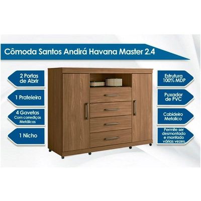 Guarda Roupa +cã´moda Qc314 Jatobá/grafite - Santos Andirá