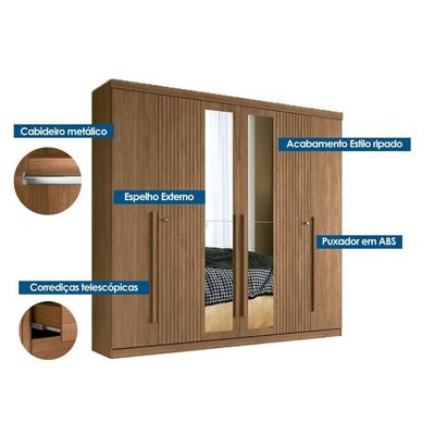 Guarda Roupa +1cômoda Qc358 Jatoba/areia - Santos Andirá
