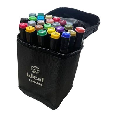 Estojo Com 24 Canetas De Colorir Hidrográficas Para Pintar Livre Bob Com Estojo
