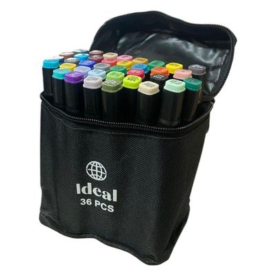 Estojo Com 36 Canetas De Colorir Hidrográficas Para Pintar Desenho Bob Duas Pontas